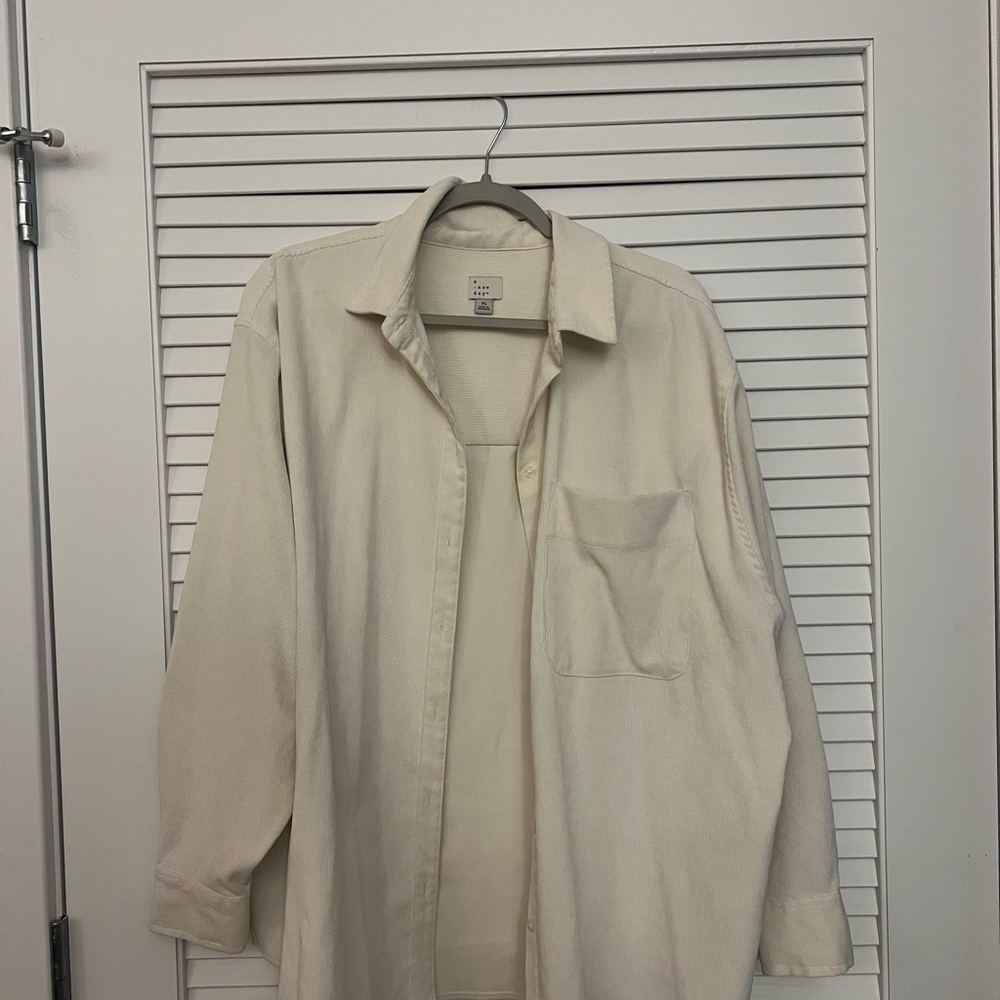 A New Day Off-White Textured Button-Down Shirt